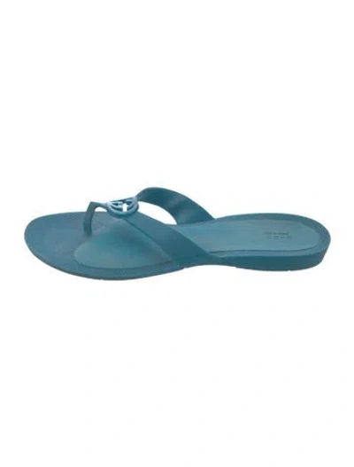 Pre-owned Gucci Interlocking G Logo Rubber Flip Flops In Blue