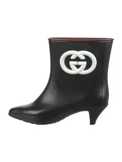 Pre-owned Gucci Interlocking G Logo Rubber Rain Boots In Black