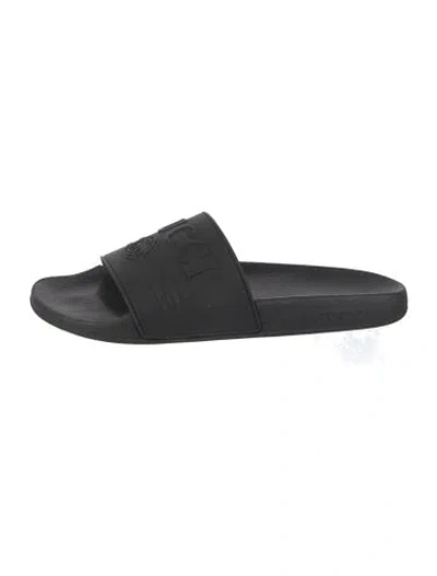 Pre-owned Gucci Interlocking G Logo Rubber Slides In Black