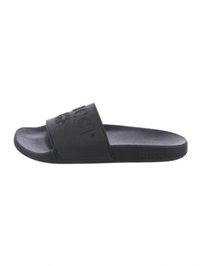 Pre-owned Gucci Interlocking G Logo Rubber Slides In Black