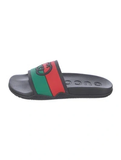 Pre-owned Gucci Interlocking G Logo Rubber Slides In Multi
