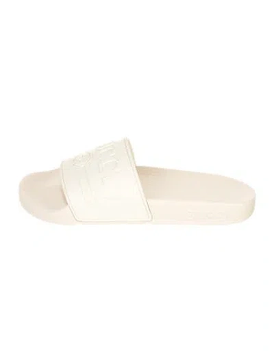 Pre-owned Gucci Interlocking G Logo Rubber Slides In Neutrals