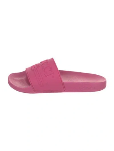 Pre-owned Gucci Interlocking G Logo Rubber Slides In Pink
