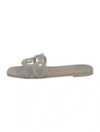 Pre-owned Gucci Interlocking G Logo Rubber Slides In White