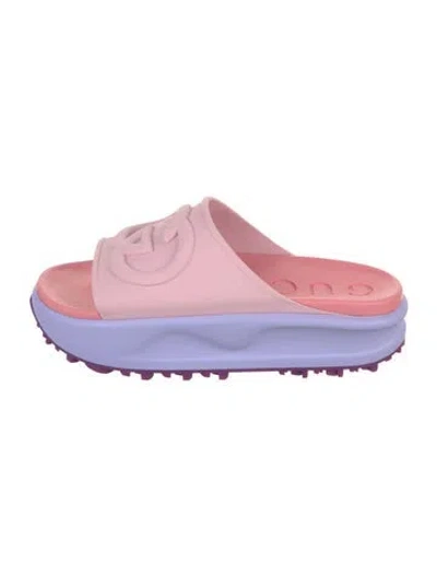 Pre-owned Gucci Interlocking G Logo Rubber Slippers W/ Tags In Pink