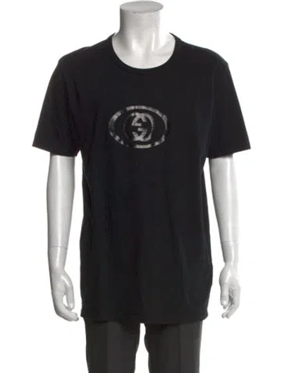 Pre-owned Gucci Interlocking G Logo Scoop Neck T-shirt In Black