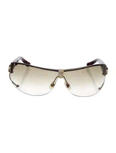 Pre-owned Gucci Interlocking G Logo Shield Sunglasses In Brown
