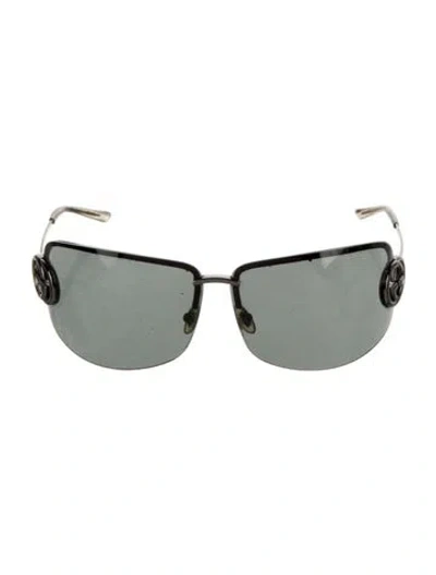 Pre-owned Gucci Interlocking G Logo Shield Sunglasses In Gray
