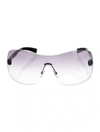 Pre-owned Gucci Interlocking G Logo Shield Sunglasses In Gray