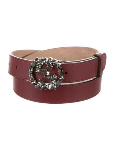Pre-owned Gucci Interlocking G Logo Skinny Belt In Burgundy