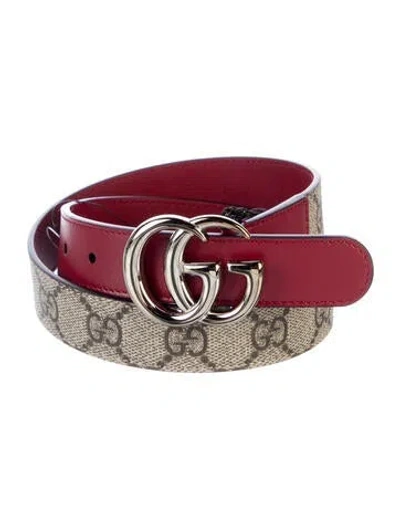 Pre-owned Gucci Interlocking G Logo Skinny Belt Kit In Red