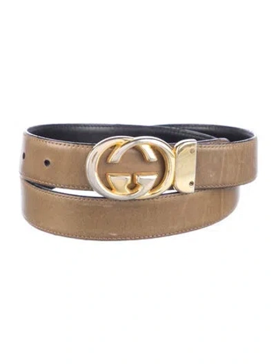 Pre-owned Gucci Interlocking G Logo Skinny Belt In Multi