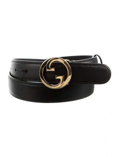 Pre-owned Gucci Interlocking G Logo Skinny Belt W/ Tags In Black