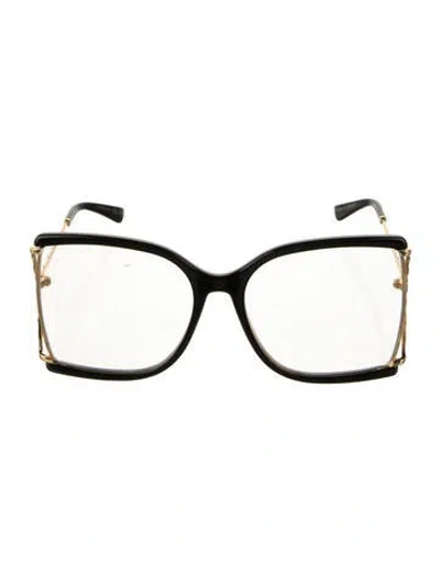 Pre-owned Gucci Interlocking G Logo Square Eyeglasses In Black