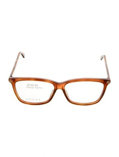 Pre-owned Gucci Interlocking G Logo Square Eyeglasses In Brown