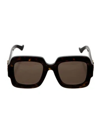 Pre-owned Gucci Interlocking G Logo Square Sunglasses In Brown