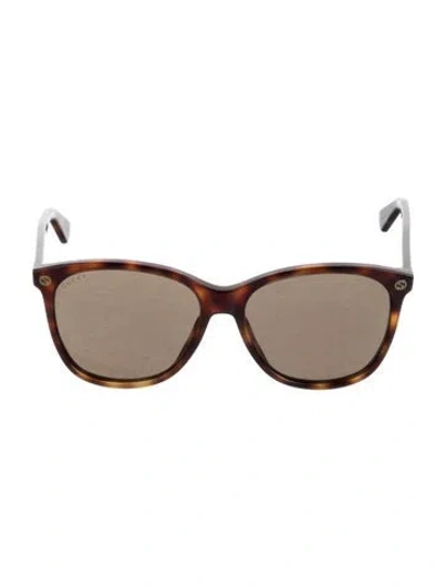 Pre-owned Gucci Interlocking G Logo Square Sunglasses In Brown
