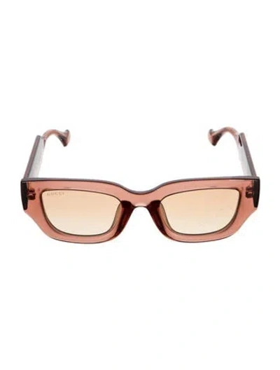 Pre-owned Gucci Interlocking G Logo Square Sunglasses In Brown/clear