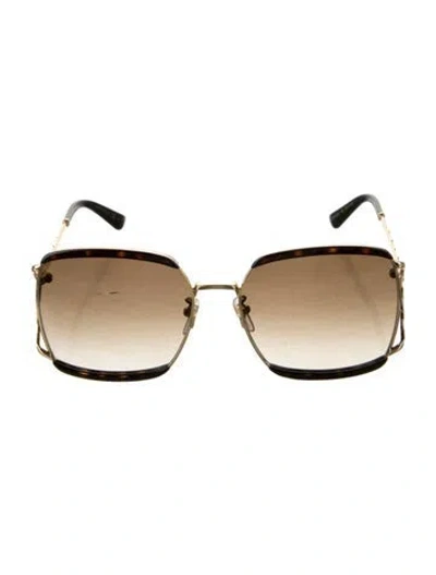 Pre-owned Gucci Interlocking G Logo Square Sunglasses W/ Tags In Brown