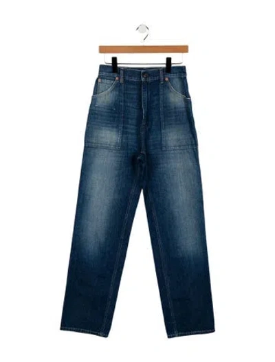 Pre-owned Gucci Interlocking G Logo Straight-leg Jeans In Blue