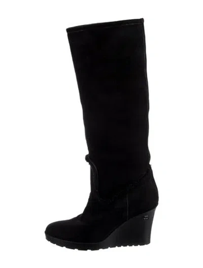 Pre-owned Gucci Interlocking G Logo Suede Boots In Black