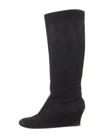 Pre-owned Gucci Interlocking G Logo Suede Boots In Blue