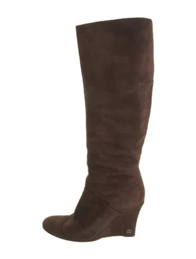 Pre-owned Gucci Interlocking G Logo Suede Boots In Brown