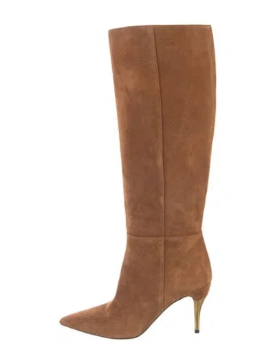 Pre-owned Gucci Interlocking G Logo Suede Boots In Brown