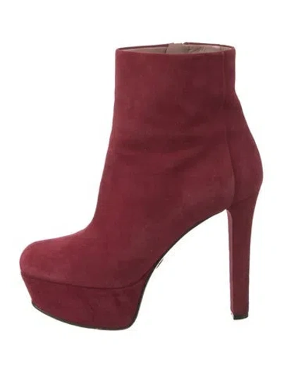 Pre-owned Gucci Interlocking G Logo Suede Boots In Red