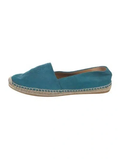 Pre-owned Gucci Interlocking G Logo Suede Espadrilles In Blue
