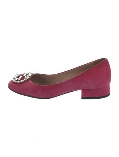 Pre-owned Gucci Interlocking G Logo Suede Pumps In Pink