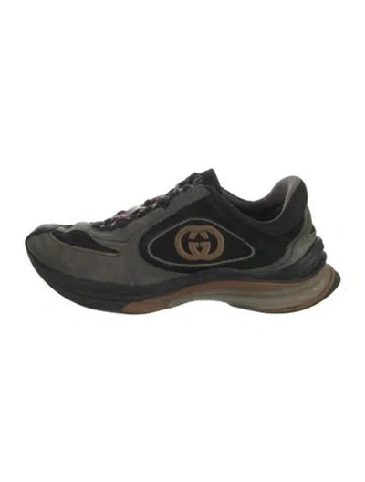 Pre-owned Gucci Interlocking G Logo Suede Sneakers In Black