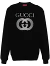 Gucci Black Crewneck Sweatshirt With Maxi Logo Print On The Front In Cotton Man In Black