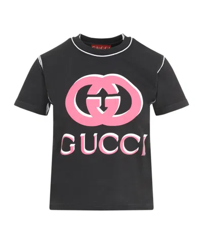 GUCCI GUCCI LOGO PRINTED CREWNECK T-SHIRT