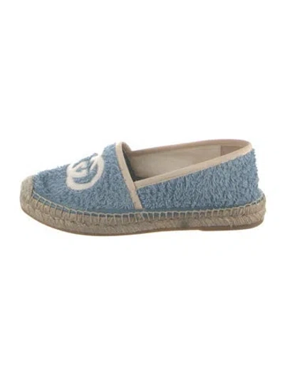 Pre-owned Gucci Interlocking G Logo Terry Cloth Espadrilles In Blue