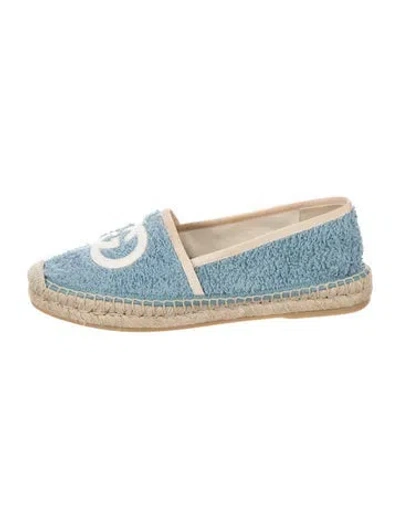 Pre-owned Gucci Interlocking G Logo Terry Cloth Espadrilles In Blue
