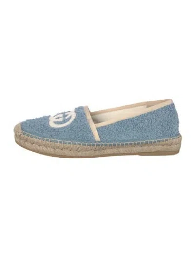 Pre-owned Gucci Interlocking G Logo Terry Cloth Espadrilles In Blue