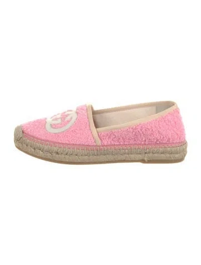 Pre-owned Gucci Interlocking G Logo Terry Cloth Espadrilles In Pink