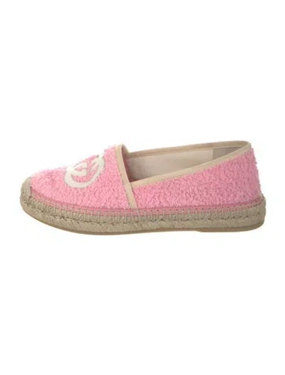 Pre-owned Gucci Interlocking G Logo Terry Cloth Espadrilles In Pink