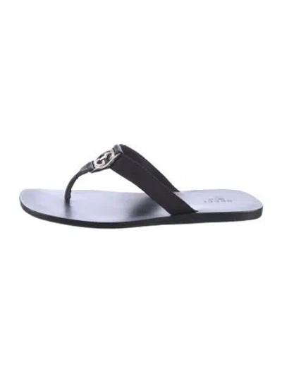 Pre-owned Gucci Interlocking G Logo T-strap Sandals In Black