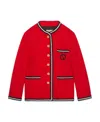 Gucci Gg Embroidered Wool-blend Tweed Jacket In Red