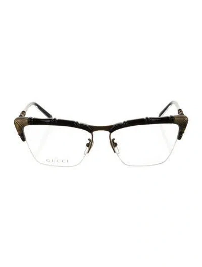 Pre-owned Gucci Interlocking G Logo Wayfarer Eyeglasses In Black