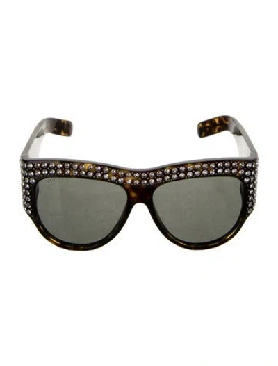 Pre-owned Gucci Interlocking G Logo Wayfarer Sunglasses W/ Tags In Brown