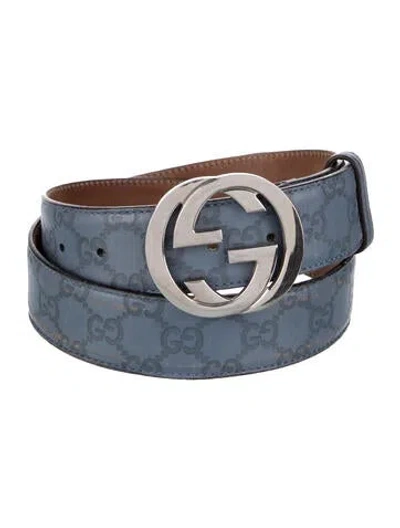 Pre-owned Gucci Interlocking G Logo Wide Waist Belt In Blue