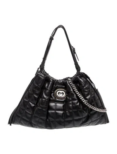Pre-owned Gucci Interlocking G Medium Deco Tote In Black