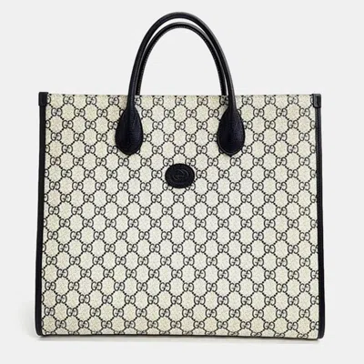 Pre-owned Gucci Interlocking G Medium Tote Bag In Beige