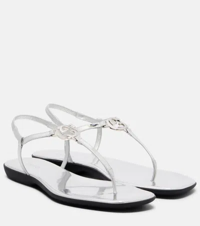 Gucci Interlocking G Metallic Leather Thong Sandals In Multi
