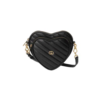 Pre-owned Gucci Interlocking G Mini Heart Shoulder Bag 'black'