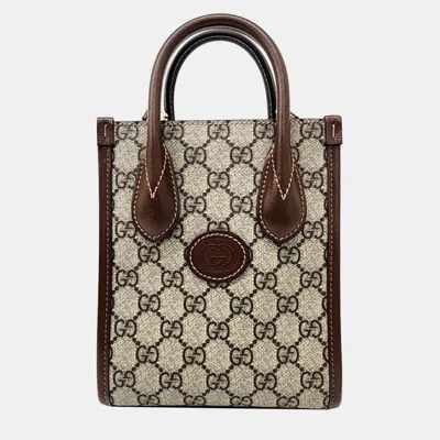 Pre-owned Gucci Interlocking G Mini Tote Bag In Beige