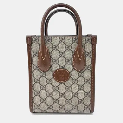 Pre-owned Gucci Interlocking G Mini Tote Bag In Beige